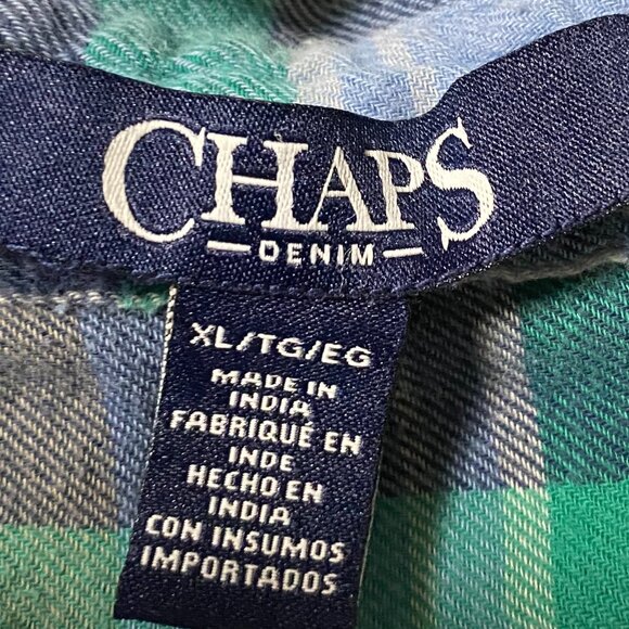 Chaps Denim, long sleeve plaid button-down shirt, size XL - Picture 7 of 9